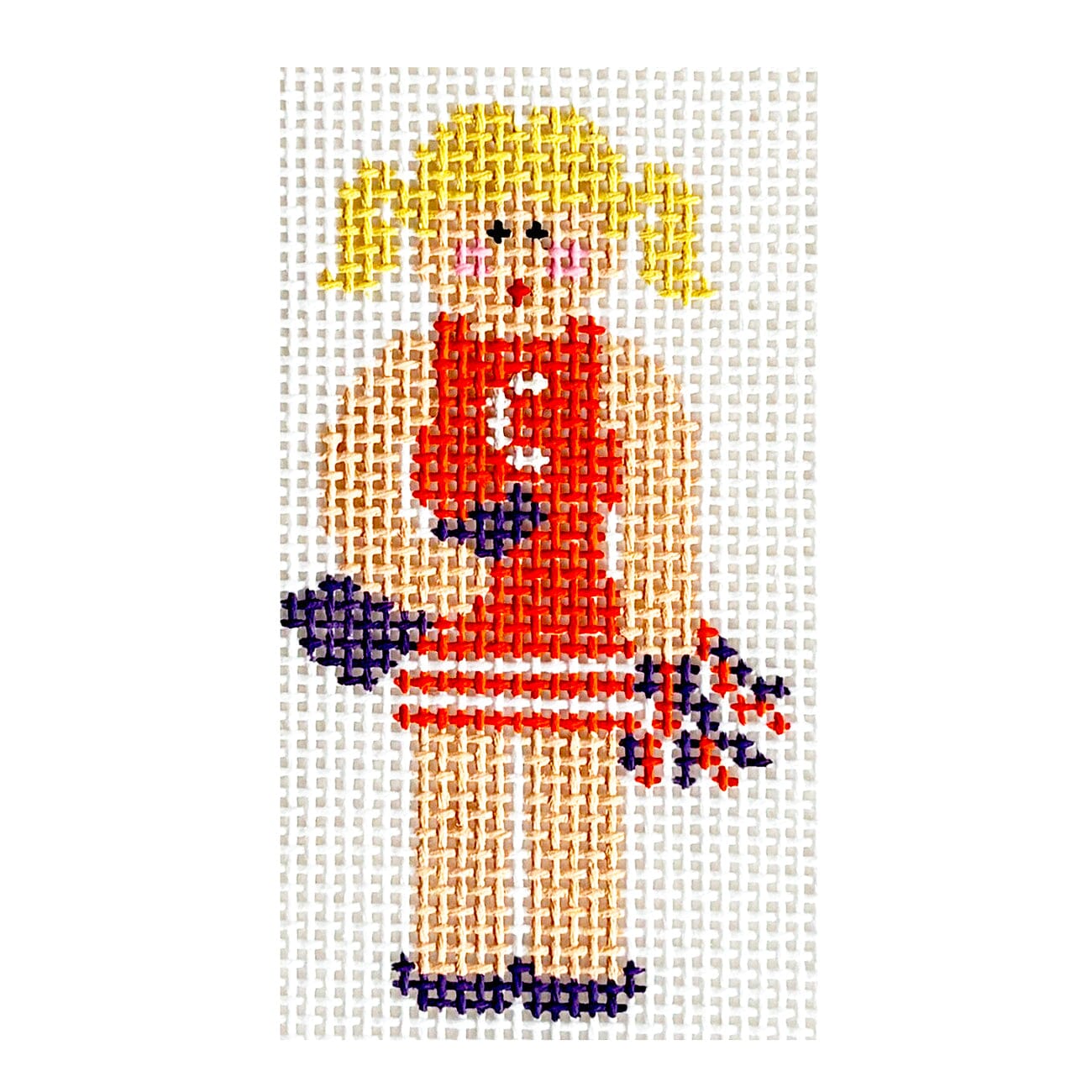 Clemson Cheerleader   Tiny Figures Painted Canvas Kathy Schenkel Designs  - 1