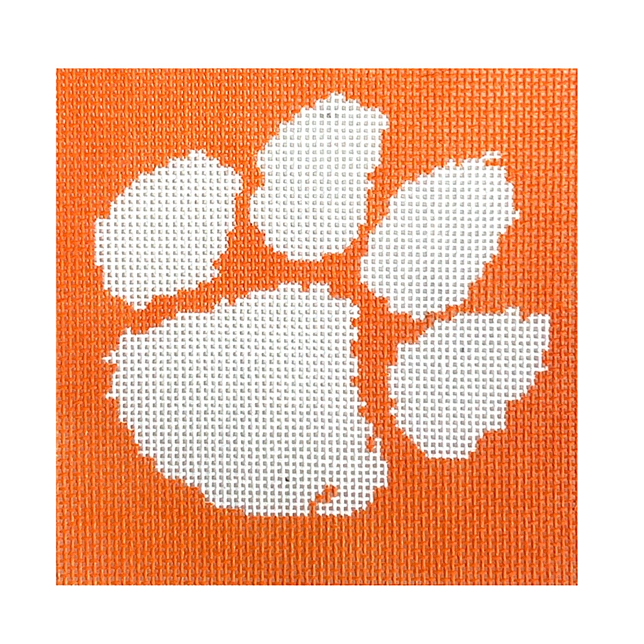 Clemson Paw 4x4 Painted Canvas Needlepoint by Laura 
