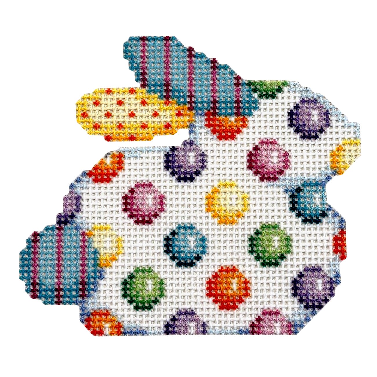 Coin Dot Bunny Printed Canvas Two Sisters Needlepoint  - 1