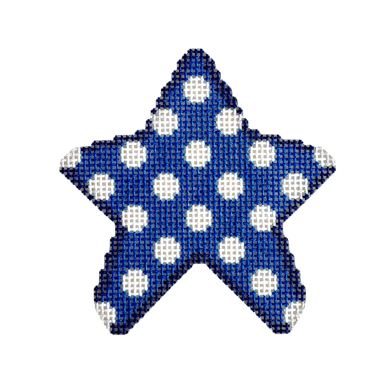 Coin Dot on Blue Mini Star Printed Canvas Two Sisters Needlepoint  - 1