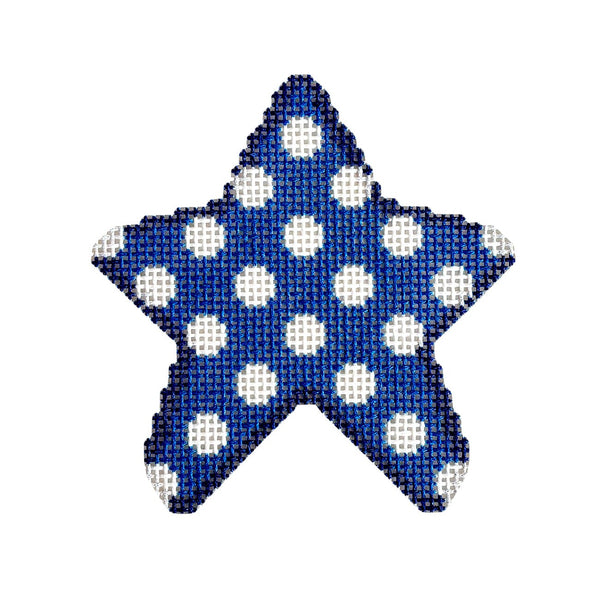 Coin Dot on Blue Mini Star | Needlepoint.Com