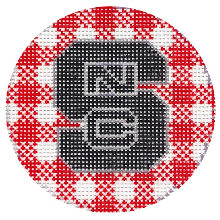 Collegiate Round - NC State Painted Canvas Hedgehog Needlepoint 