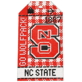 Collegiate Travel Tag   NC State Painted Canvas Hedgehog Needlepoint 
