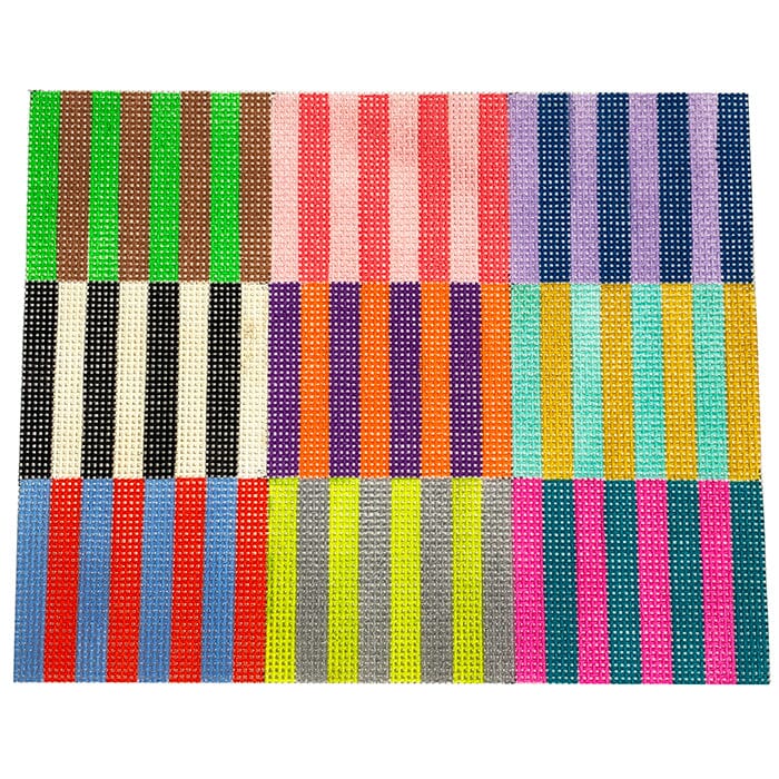 Color Block Stripes Clutch Painted Canvas Stitch Rock Designs  - 1