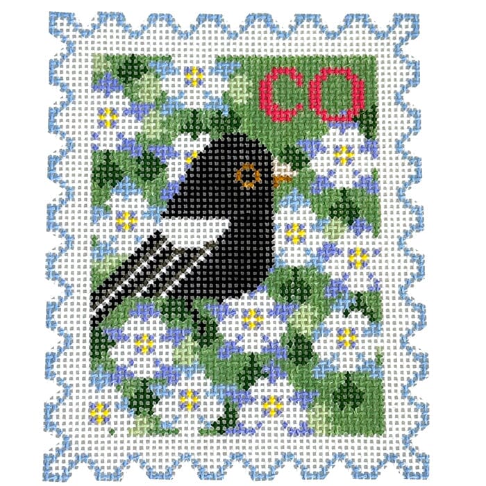 Colorado State Bird & Flower Stamp Painted Canvas Wipstitch Needleworks  - 1