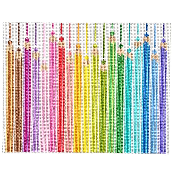 Colored Pencils Clutch Painted Canvas Elizabeth Crane Swartz Designs  - 1
