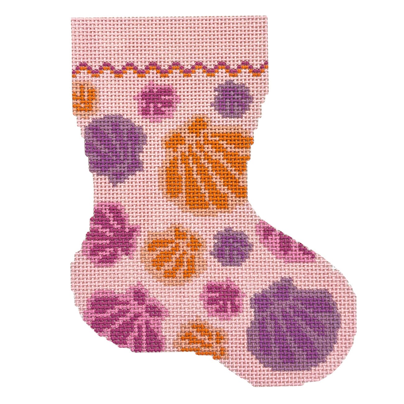 Colorful Seashells Mini Stocking Painted Canvas Atlantic Blue Canvas  - 1