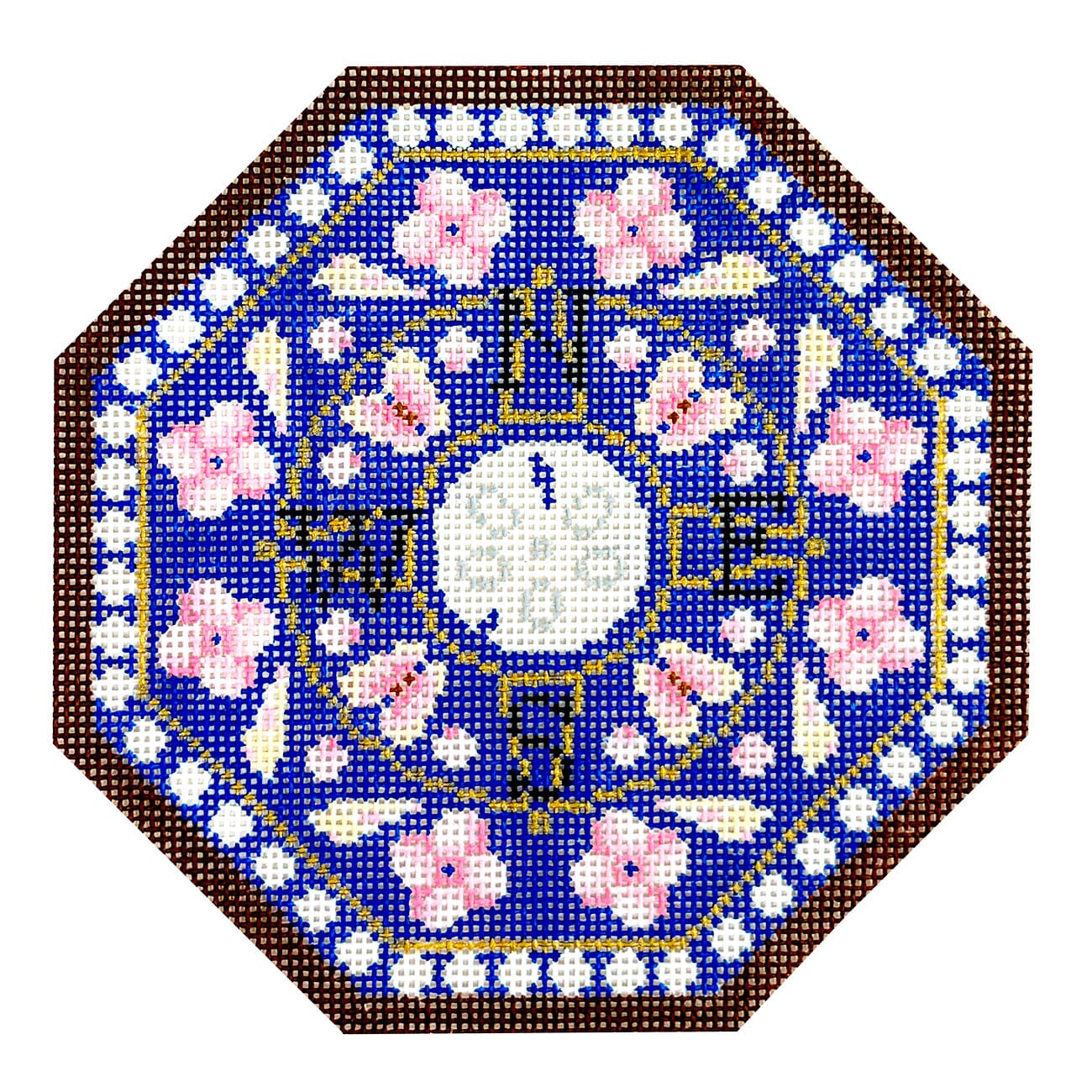 Compass Sailors Valentine on 18 Painted Canvas The Salty Stitcher  - 1