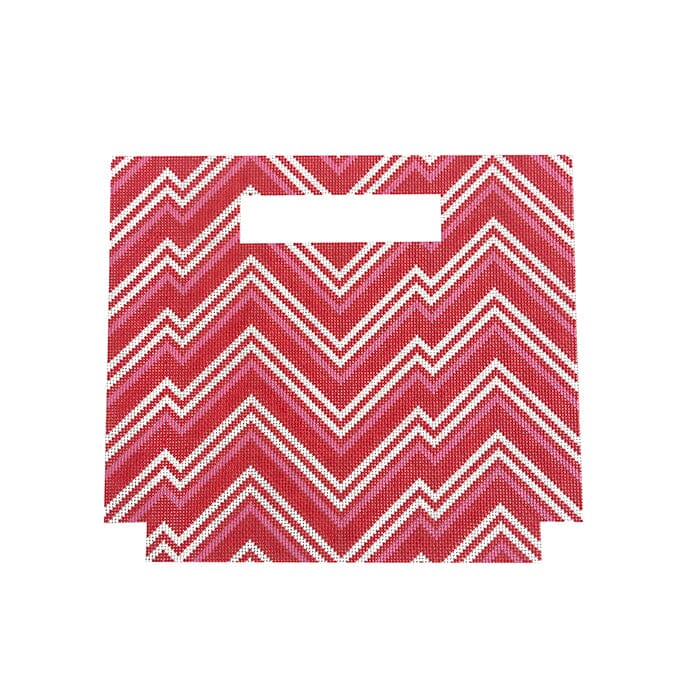 Coral Pink Zag Clutch Large Painted Canvas Initial K Studio  - 1