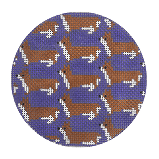 Corgi Repeat Round Painted Canvas Mopsey Designs 
