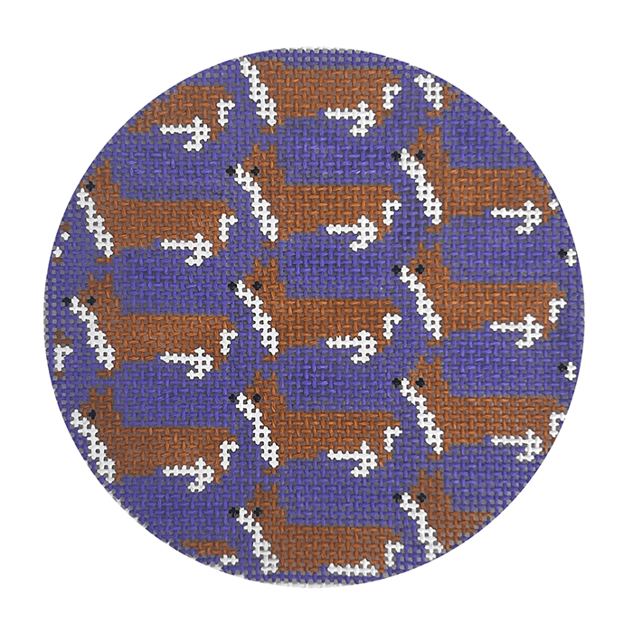 Corgi Repeat Round Painted Canvas Mopsey Designs 
