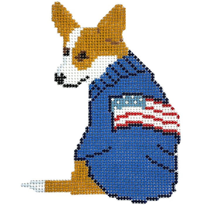 Corgi with Sweater Painted Canvas Froopy Designs 
