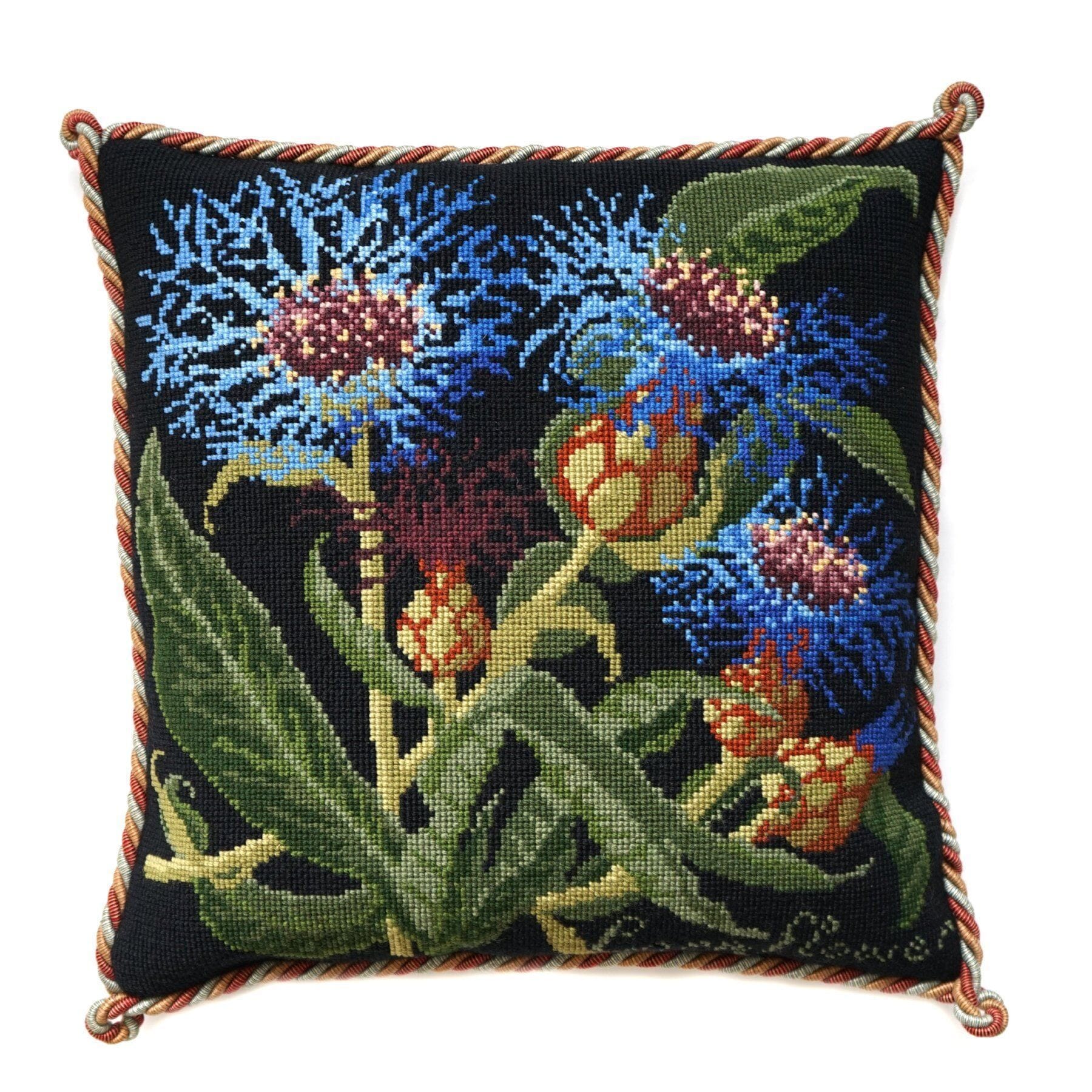 Cornflower Needlepoint Kit Kits Elizabeth Bradley Design Black 
