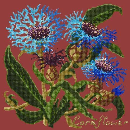 Cornflower Needlepoint Kit Kits Elizabeth Bradley Design Dark Red 