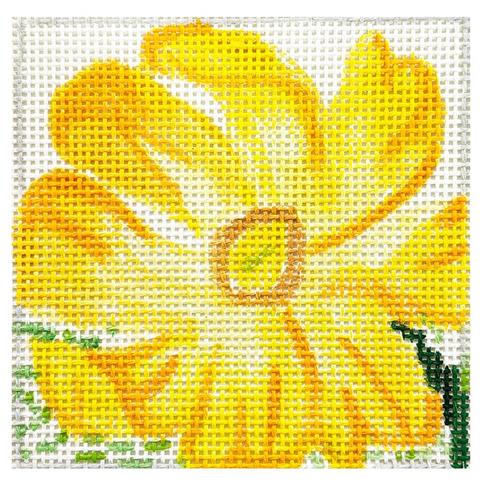 Cosmos Coaster 2   Yellow Painted Canvas Jean Smith 
