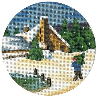 Cottage Pond Round Painted Canvas Melissa Shirley Designs 
