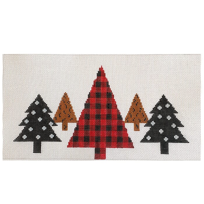 Country Christmas Trees 13 ct. Painted Canvas Vallerie Needlepoint Gallery 
