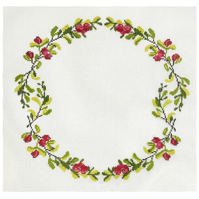 Cranberry Wreath 10" Square Painted Canvas initial 