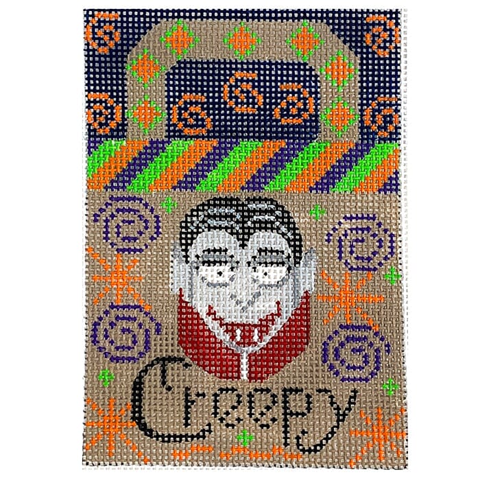 Creepy Vampire Treat Bag Painted Canvas Danji Designs  - 1