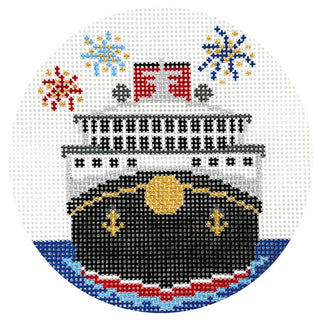 Cruise Ship with Fireworks Painted Canvas Lauren Bloch Designs 
