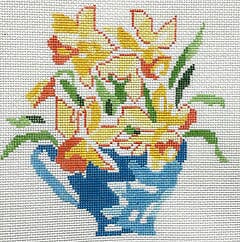 Cup of Daffodils 8" Painted Canvas Jean Smith  - 1