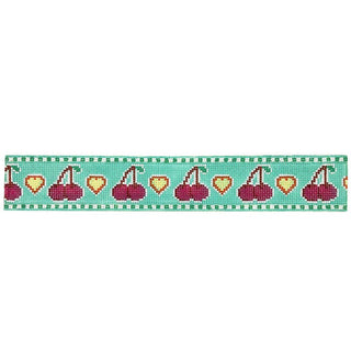 Cute Cherries Fob Painted Canvas Lucky Lotus Needlepoint 
