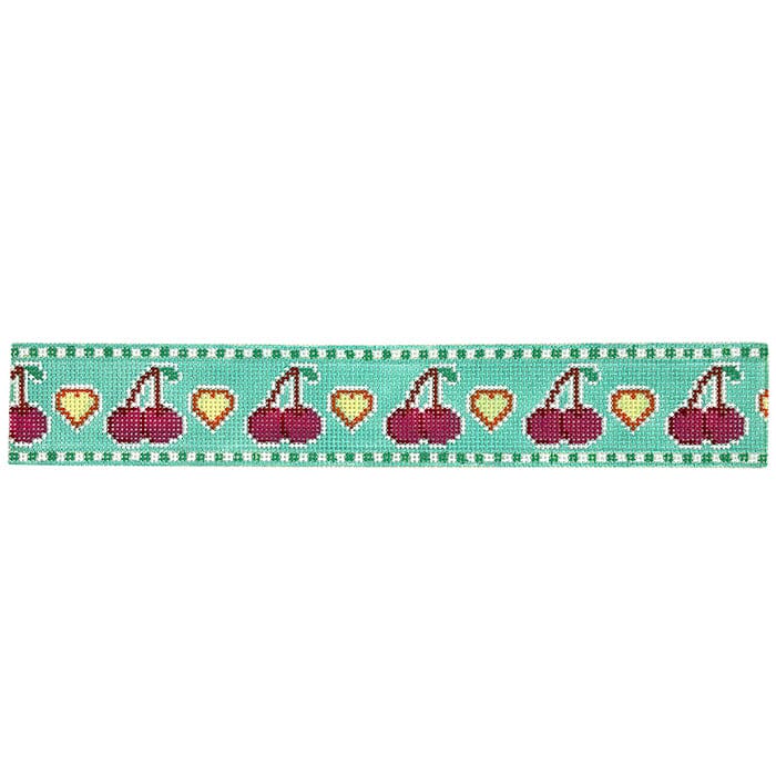 Cute Cherries Fob Painted Canvas Lucky Lotus Needlepoint 
