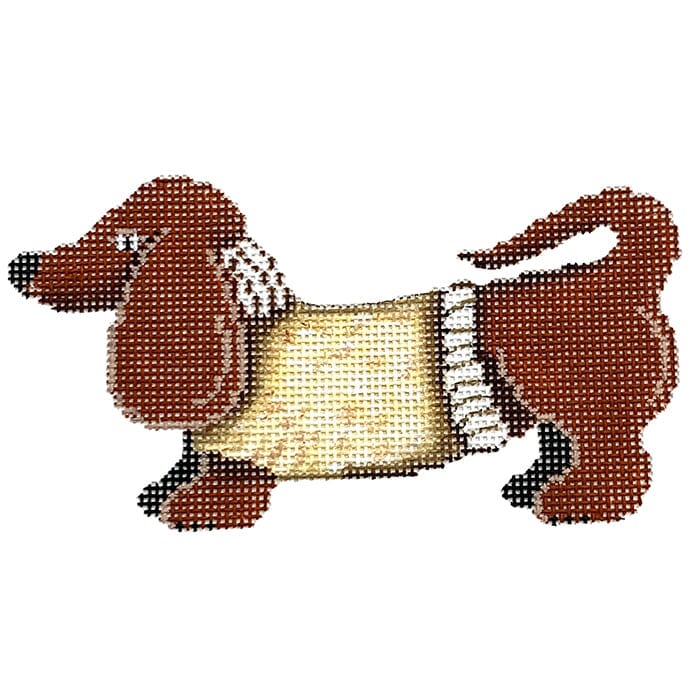 Dachshund   Beige Turtleneck Sweater Painted Canvas Patti Mann  - 1