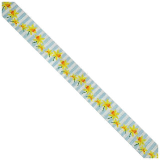 Daffodils Belt on Blue Stripes Painted Canvas Kristine Kingston 
