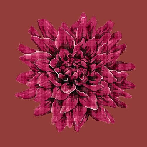 Dahlia Needlepoint Kit Kits Elizabeth Bradley Design Dark Red 
