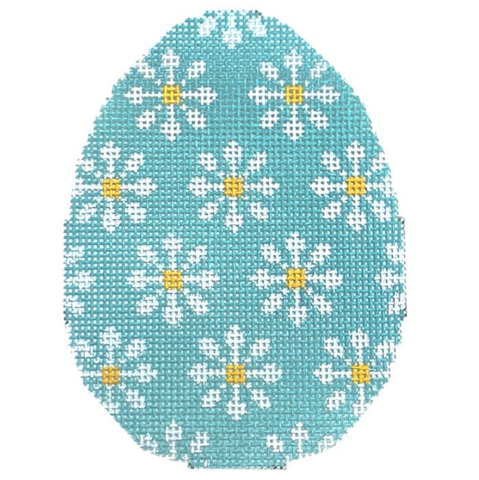 Daisy Egg Aqua Painted Canvas Stitch Rock Designs  - 1