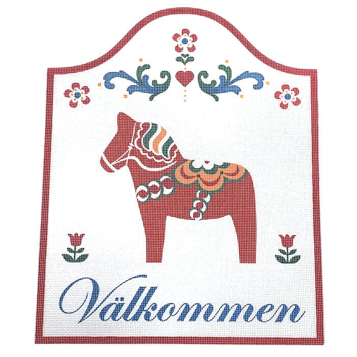 Dala Horse Welcome Sign Painted Canvas Pepperberry Designs 