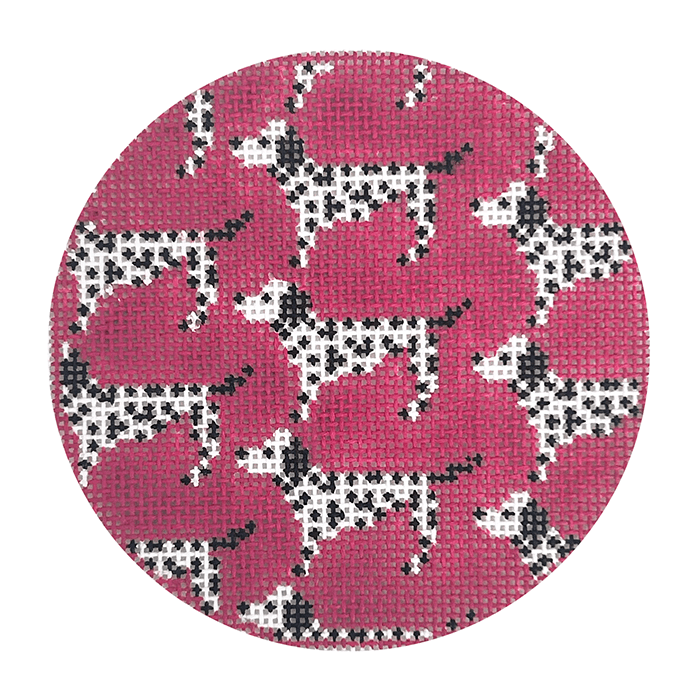 Dalmatian Repeat Round Painted Canvas Mopsey Designs 
