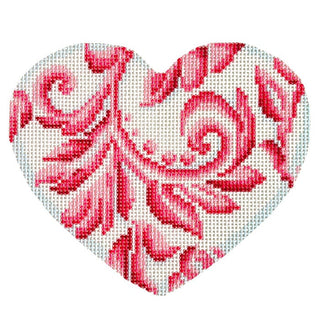 Damask Large Heart/Rose Printed Canvas Needlepoint To Go 

