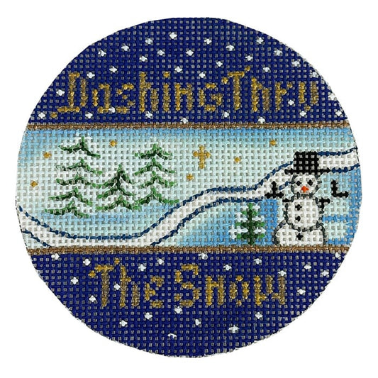 Dashing Thru the Snow Round Painted Canvas Vallerie Needlepoint Gallery 