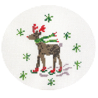 David's Reindeer Facing Left Painted Canvas Walker's Needlepoint 
