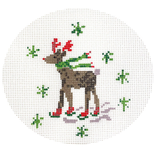 David's Reindeer Facing Left Painted Canvas Walker's Needlepoint 