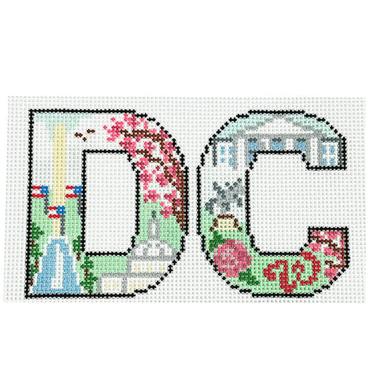 DC Letters - Washington DC - 13 mesh Painted Canvas Atlantic Blue Canvas 