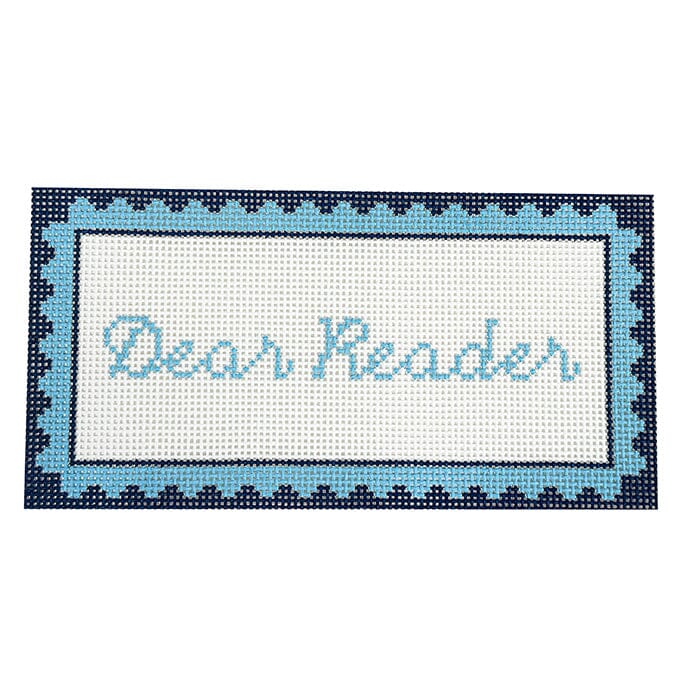 Dear Reader Canvas   Navy Painted Canvas Goodpoint Needlepoint 
