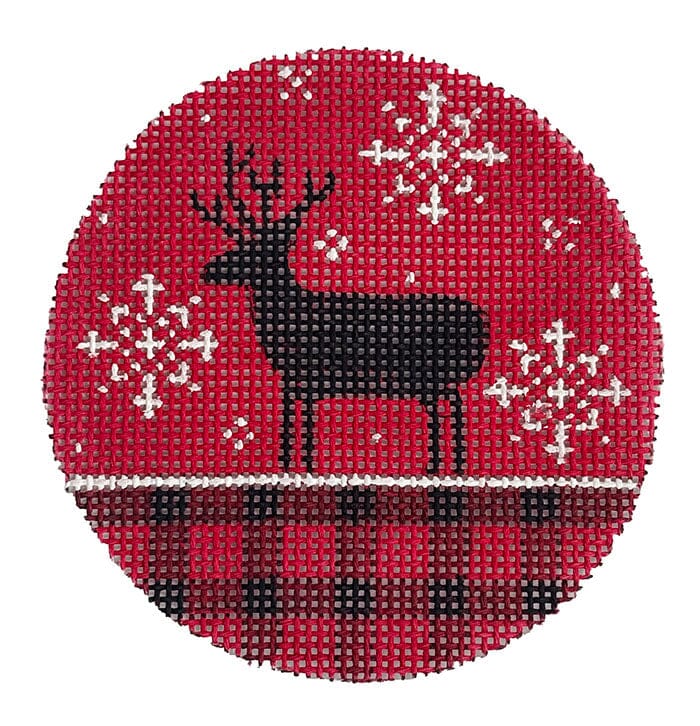 Deer and Red Plaid Painted Canvas Alice Peterson Company  - 1
