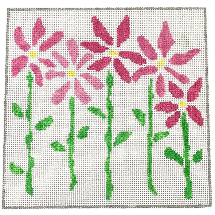 Delightful Daisies 8" Square   Pink Painted Canvas Jean Smith  - 1