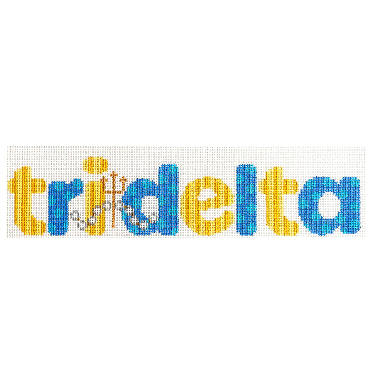 Delta Delta Delta Dots & Stripes Painted Canvas Wipstitch Needleworks  - 1