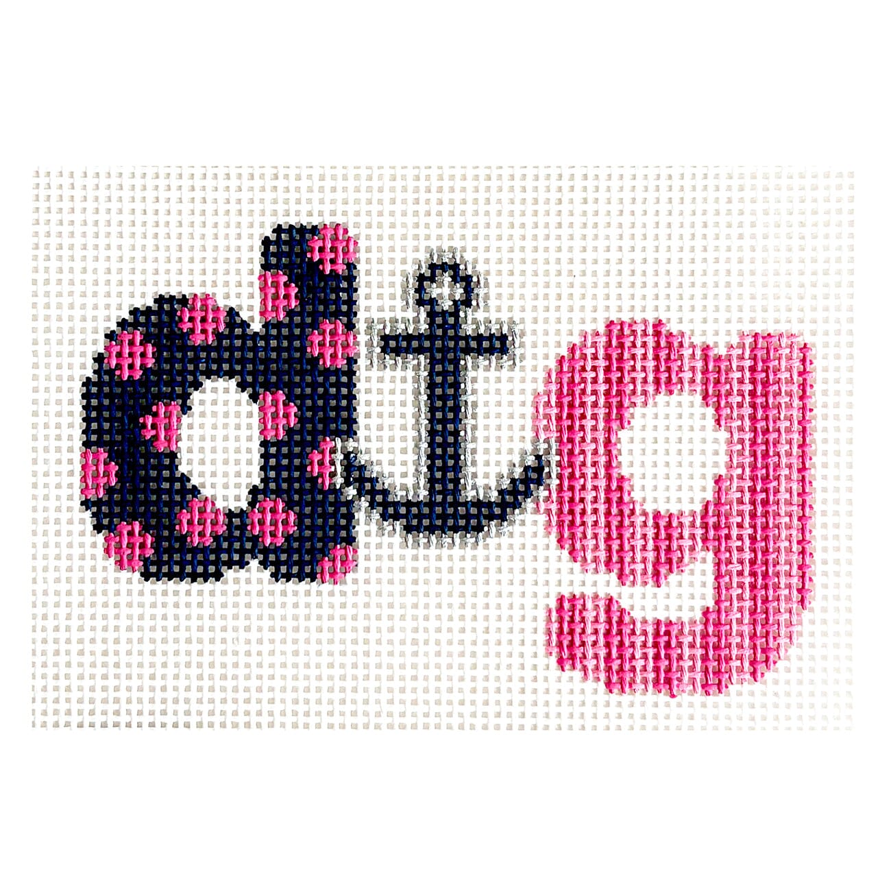 Delta Gamma Dots & Stripes Painted Canvas Wipstitch Needleworks  - 1