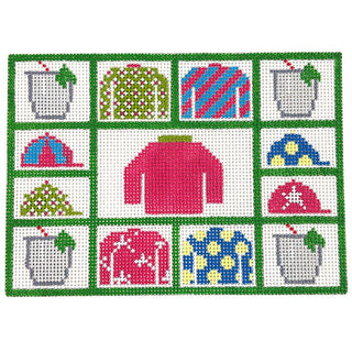 Derby Collage Painted Canvas Blue Waters Needlepoint 

