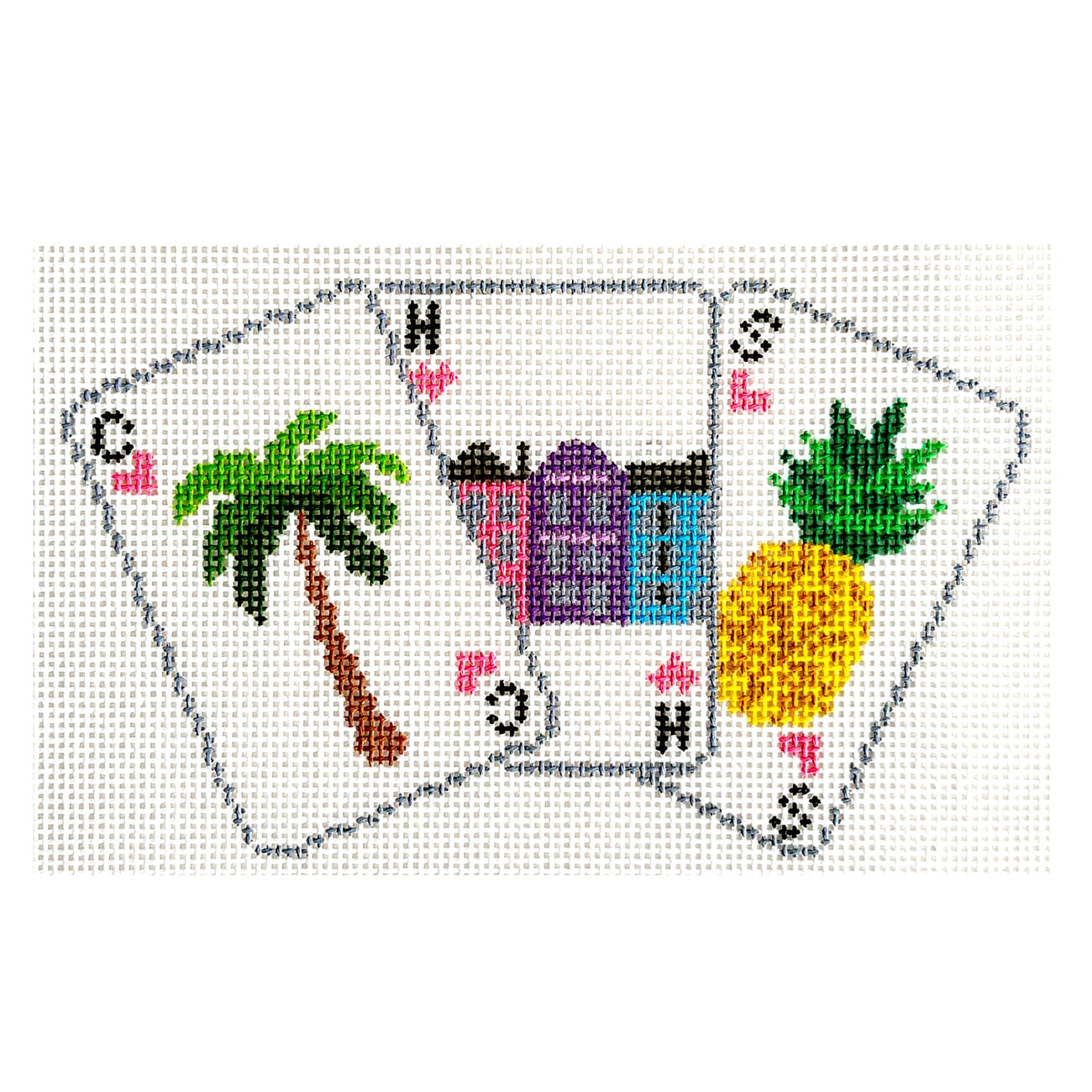 Destination Playing Cards, Charleston Painted Canvas Poppy J Stitches  - 1