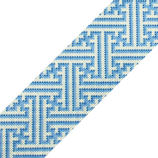 Diagonal Key Band - Blue Printed Canvas Two Sisters Needlepoint 