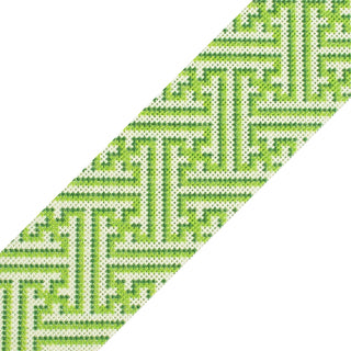 Diagonal Key Band   Green Printed Canvas Two Sisters Needlepoint 
