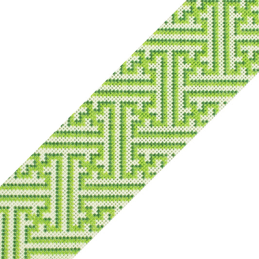 Diagonal Key Band - Green Printed Canvas Two Sisters Needlepoint 