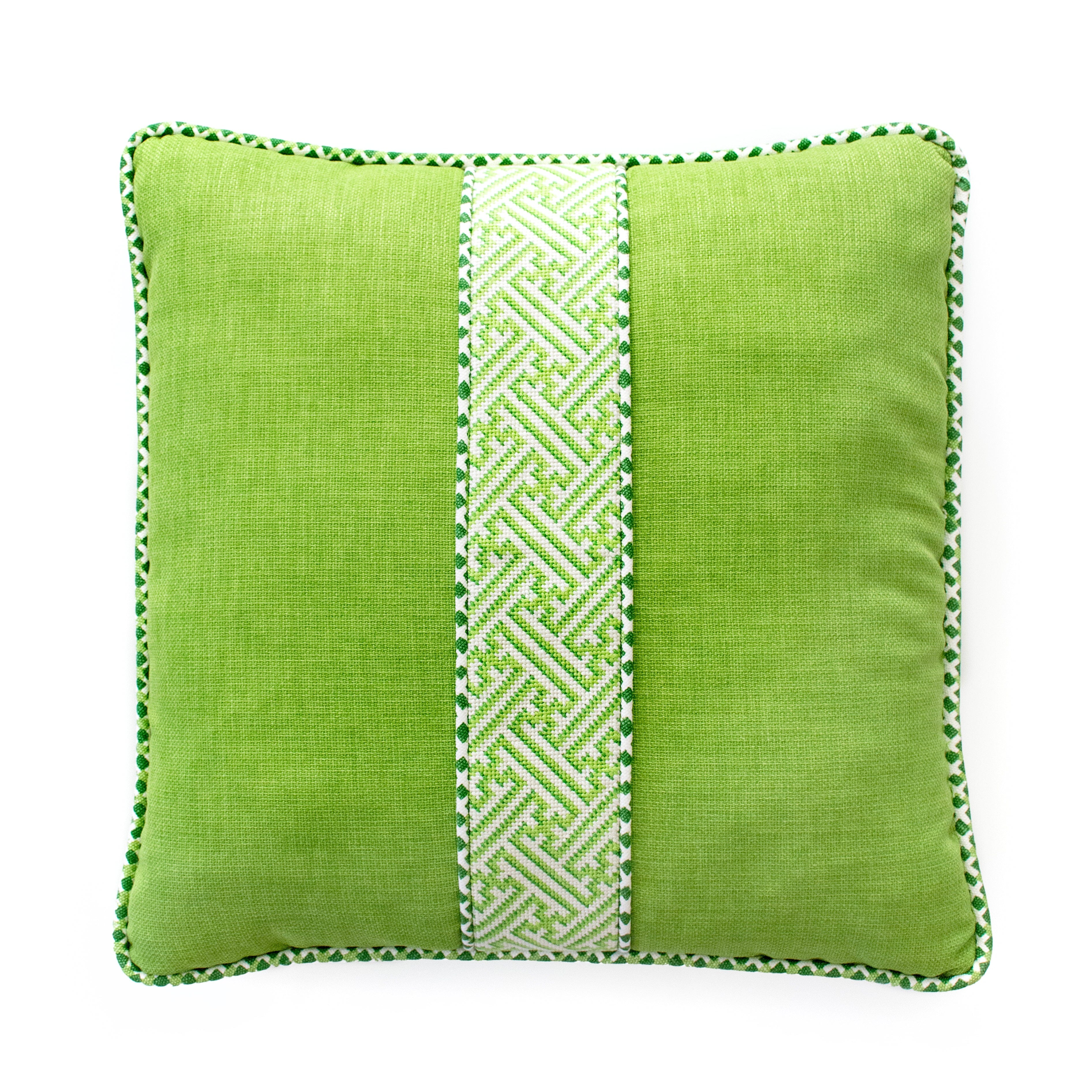 Diagonal Key Band   Green Printed Canvas Two Sisters Needlepoint 
