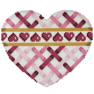 Diagonal Woven/Hearts Heart Printed Canvas Two Sisters Needlepoint 
